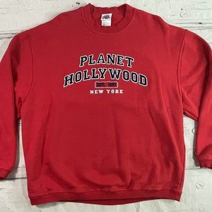 Vintage Planet Hollywood Sweatshirt Mens XXL Red New York Logo 90s Sweater EUC